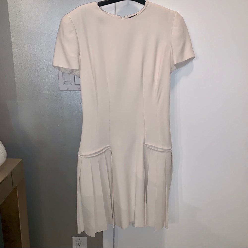 Alexander McQueen Short Sleeve Ivory Dress